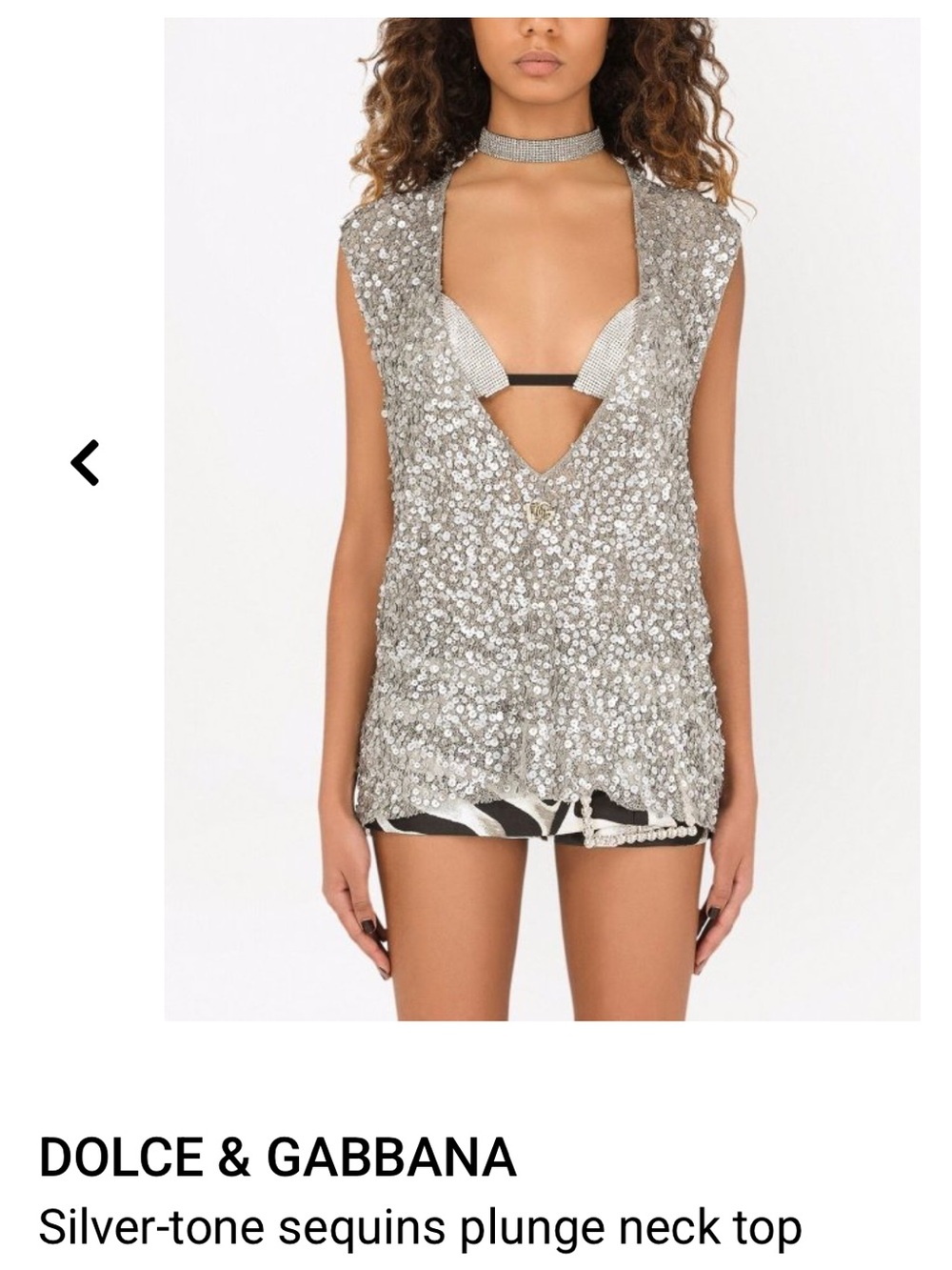 Dolce & Gabbana Silver Sequin Deep V Camisole - Picture 3 of 11